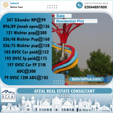 Residential Plot for Sale in Bahria Town, Lahore - (BP-264805)