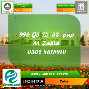Residential Plot for Sale in Phase 4 - G6 Block -  Bahria Orchard, Lahore - (BP-264836)