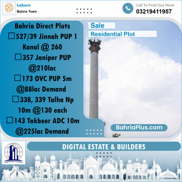 Residential Plot for Sale in Bahria Town, Lahore - (BP-264852)