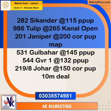 10 Marla Residential Plot for Sale in Sector F - Sikander Block -  Bahria Town, Lahore - (BP-264863)