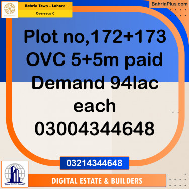 5 Marla Residential Plot for Sale in Overseas C -  Bahria Town, Lahore - (BP-264897)