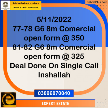 8 Marla Commercial Plot for Sale in Phase 4 - G6 Commercial -  Bahria Orchard, Lahore - (BP-264922)