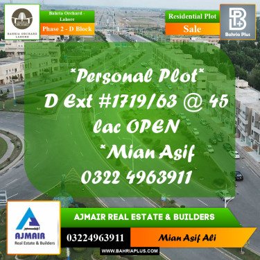 Residential Plot for Sale in Phase 2 - D Block -  Bahria Orchard, Lahore - (BP-264965)