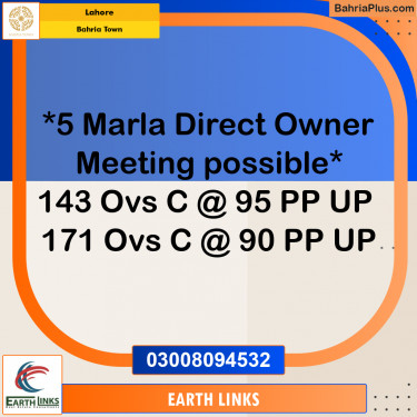 5 Marla Residential Plot for Sale in Bahria Town, Lahore - (BP-265042)