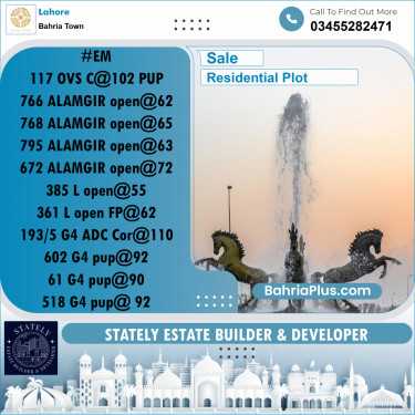 Residential Plot for Sale in Bahria Town, Lahore - (BP-265270)