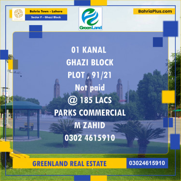 Residential Plot for Sale in Sector F - Ghazi Block -  Bahria Town, Lahore - (BP-265297)