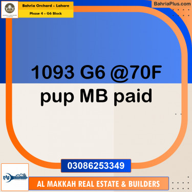 10 Marla Residential Plot for Sale in Phase 4 - G6 Block -  Bahria Orchard, Lahore - (BP-265336)