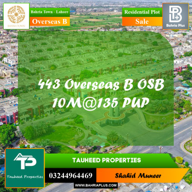 10 Marla Residential Plot for Sale in Overseas B -  Bahria Town, Lahore - (BP-265350)