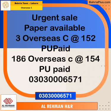 10 Marla Residential Plot for Sale in Overseas C -  Bahria Town, Lahore - (BP-265360)