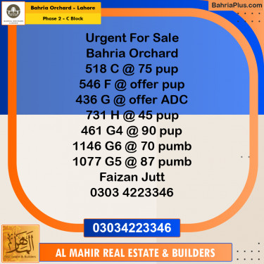 Residential Plot for Sale in Phase 2 - C Block -  Bahria Orchard, Lahore - (BP-265364)