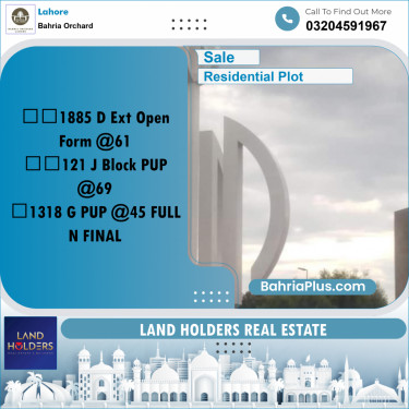 Residential Plot for Sale in Bahria Orchard, Lahore - (BP-265368)