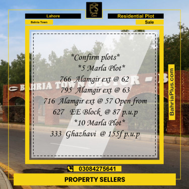 Residential Plot for Sale in Bahria Town, Lahore - (BP-265412)