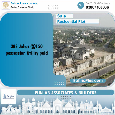 Residential Plot for Sale in Sector E - Johar Block -  Bahria Town, Lahore - (BP-265456)