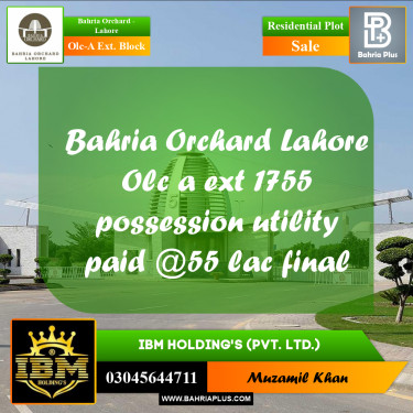 5 Marla Residential Plot for Sale in OLC-A Ext. Block -  Bahria Orchard, Lahore - (BP-265478)