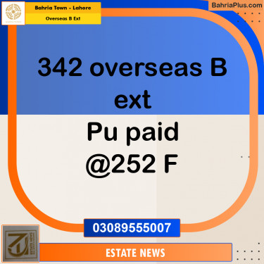 Residential Plot for Sale in Overseas B Ext -  Bahria Town, Lahore - (BP-265494)