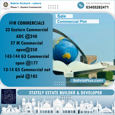 Commercial Plot for Sale in Phase 1 - Eastern Commercial -  Bahria Orchard, Lahore - (BP-265505)
