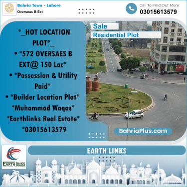 10 Marla Residential Plot for Sale in Overseas B Ext -  Bahria Town, Lahore - (BP-265536)
