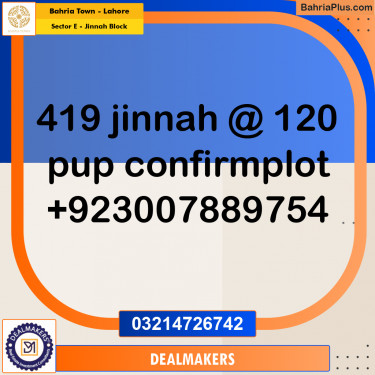 5 Marla Residential Plot for Sale in Sector E - Jinnah Block -  Bahria Town, Lahore - (BP-265550)