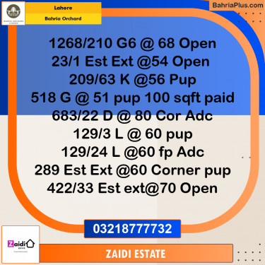 Residential Plot for Sale in Bahria Orchard, Lahore - (BP-265568)