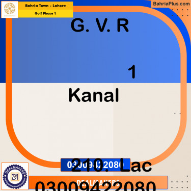 1 Kanal Residential Plot for Sale in Golf Phase 1 -  Bahria Town, Lahore - (BP-265573)