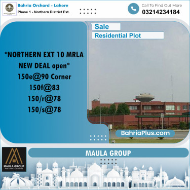 10 Marla Residential Plot for Sale in Phase 1 - Northern District Ext. -  Bahria Orchard, Lahore - (BP-265588)