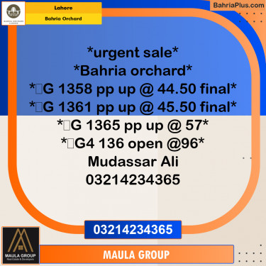 Residential Plot for Sale in Bahria Orchard, Lahore - (BP-265606)