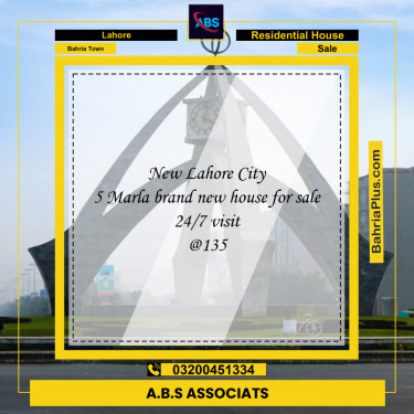 5 Marla Residential House for Sale in Bahria Town, Lahore - (BP-265611)