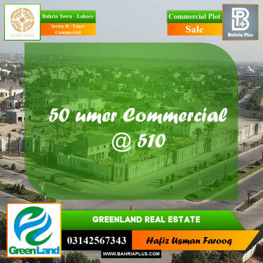 8 Marla Commercial Plot for Sale in Sector B - Umer Commercial -  Bahria Town, Lahore - (BP-265624)