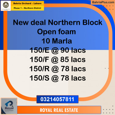 10 Marla Residential Plot for Sale in Phase 1 - Northern District -  Bahria Orchard, Lahore - (BP-265694)