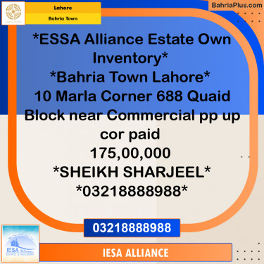 Residential Plot for Sale in Bahria Town, Lahore - (BP-265696)