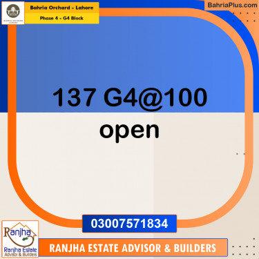 10 Marla Residential Plot for Sale in Phase 4 - G4 Block -  Bahria Orchard, Lahore - (BP-265739)