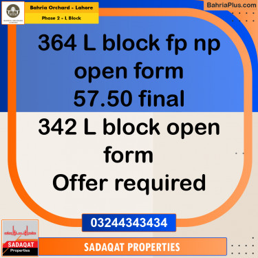 5 Marla Residential Plot for Sale in Phase 2 - L Block -  Bahria Orchard, Lahore - (BP-265765)