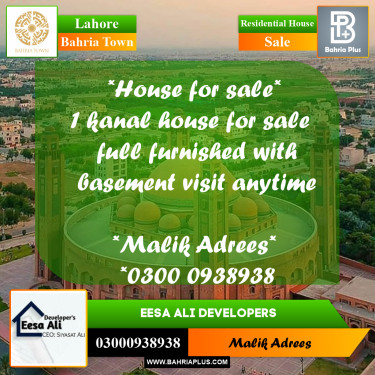 Residential House for Sale in Bahria Town, Lahore - (BP-265848)
