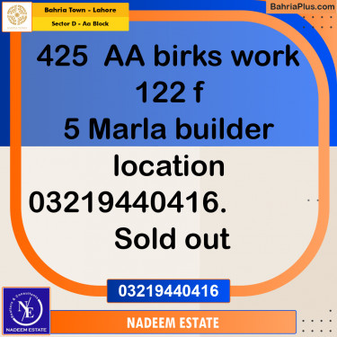 Residential Plot for Sale in Sector D - AA Block -  Bahria Town, Lahore - (BP-265894)