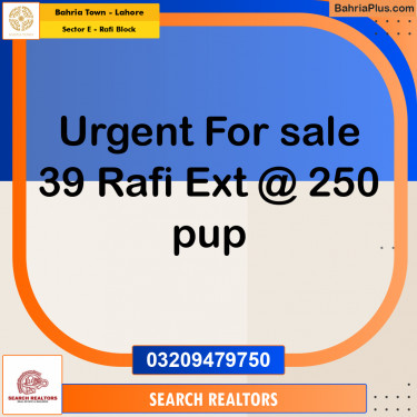 1 Kanal Residential Plot for Sale in Sector E - Rafi Block -  Bahria Town, Lahore - (BP-265901)