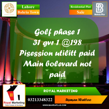 Residential Plot for Sale in Bahria Town, Lahore - (BP-265905)