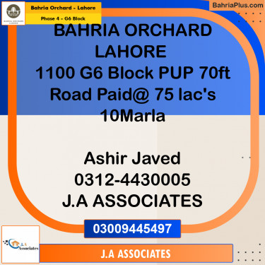 10 Marla Residential Plot for Sale in Phase 4 - G6 Block -  Bahria Orchard, Lahore - (BP-265917)