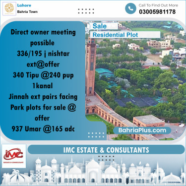 Residential Plot for Sale in Bahria Town, Lahore - (BP-266013)