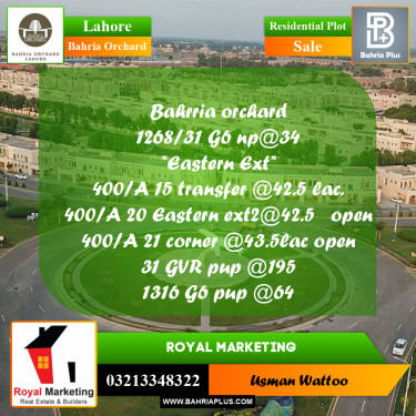 Residential Plot for Sale in Bahria Orchard, Lahore - (BP-266018)