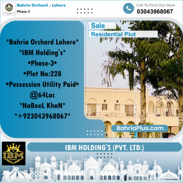 8 Marla Residential Plot for Sale in Phase 3 -  Bahria Orchard, Lahore - (BP-266023)