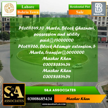 Residential Plot for Sale in Bahria Town, Lahore - (BP-266033)
