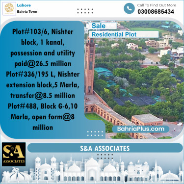 Residential Plot for Sale in Bahria Town, Lahore - (BP-266036)