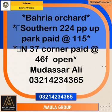 Residential Plot for Sale in Bahria Orchard, Lahore - (BP-266053)