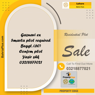 Residential Plot for Sale in Bahria Town, Lahore - (BP-266086)