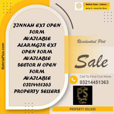 5 Marla Residential Plot for Sale in Sector E - Jinnah Ext. Block -  Bahria Town, Lahore - (BP-266096)
