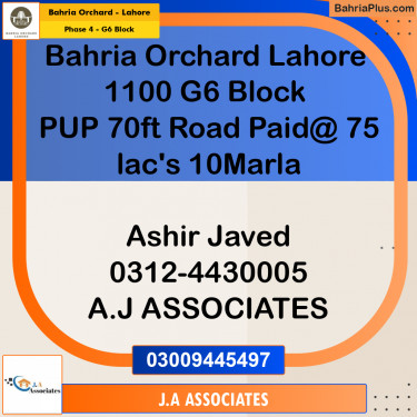 10 Marla Residential Plot for Sale in Phase 4 - G6 Block -  Bahria Orchard, Lahore - (BP-266097)