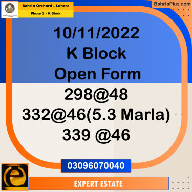 5 Marla Residential Plot for Sale in Phase 2 - K Block -  Bahria Orchard, Lahore - (BP-266169)