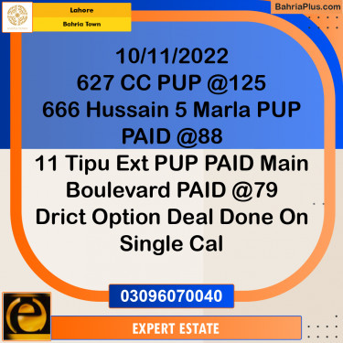 5 Marla Residential Plot for Sale in Bahria Town, Lahore - (BP-266170)