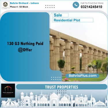 10 Marla Residential Plot for Sale in Phase 4 - G3 Block -  Bahria Orchard, Lahore - (BP-266190)