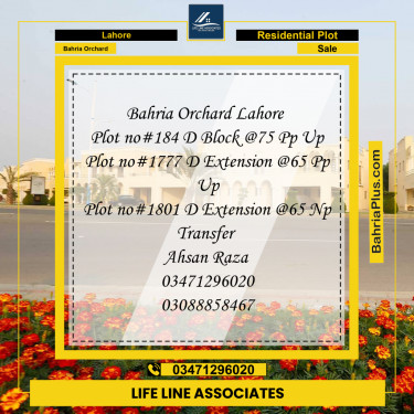8 Marla Residential Plot for Sale in Bahria Orchard, Lahore - (BP-266245)